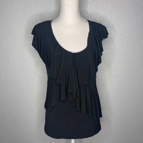 Black tank top with ruffles details . - Picture 1 of 9